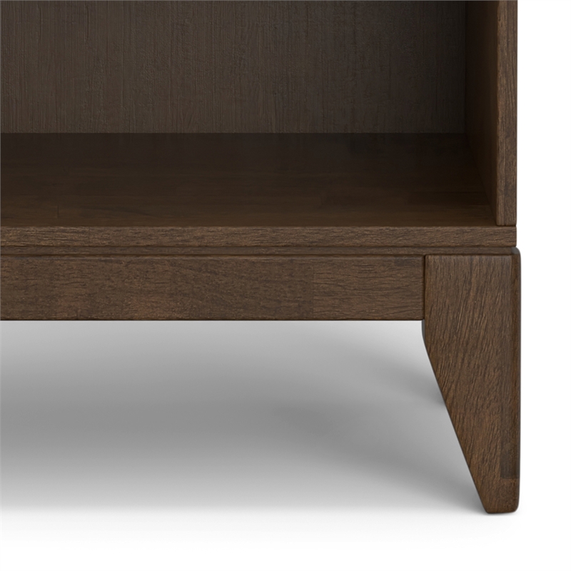 Pemberly Row Solid Hardwood 66x 24 inch Modern 5 Shelf Bookcase in Walnut Brown
