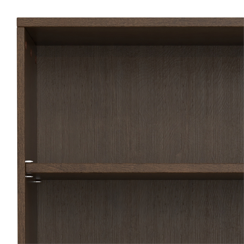 Pemberly Row Solid Hardwood 66x 24 inch Modern 5 Shelf Bookcase in Walnut Brown