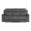 Pemberly Row Microfiber Double Reclining Sofa in Brownish gray