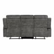 Pemberly Row Microfiber Double Reclining Sofa in Brownish gray