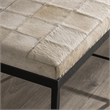 Pemberly Row Modern Leather Hide Ottoman Bench in Beach Ivory