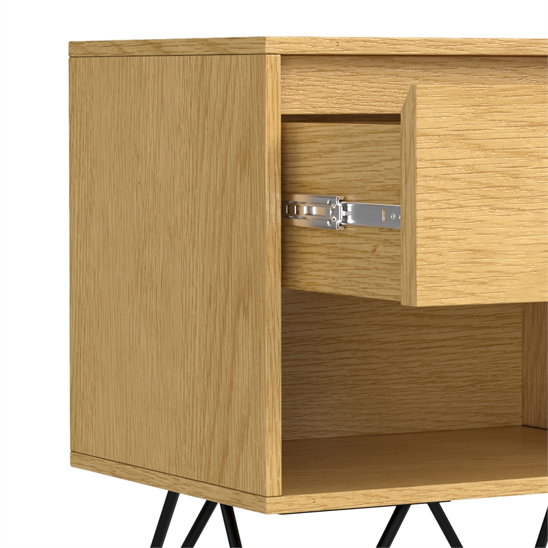 Pemberly Row Modern 20 inch Wide Industrial Nightstand in Oak