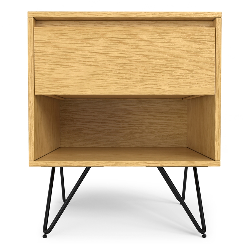 Pemberly Row Modern 20 inch Wide Industrial Nightstand in Oak