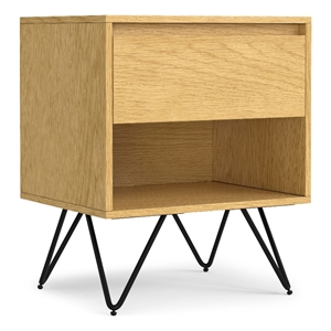 Pemberly Row Modern 20 inch Wide Industrial Nightstand in Oak