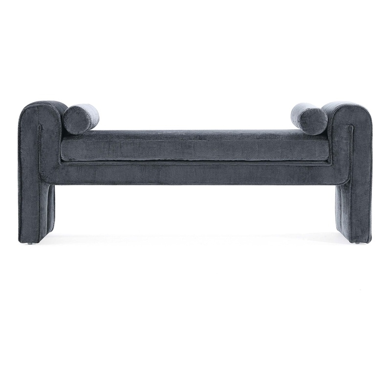 Pemberly Row Contemporary Bench with Solid Wood Frame in Black