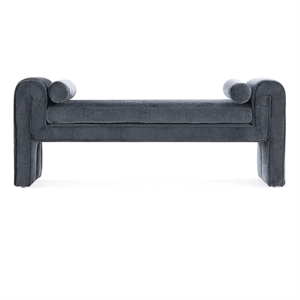 Pemberly Row Contemporary Bench with Solid Wood Frame in Black