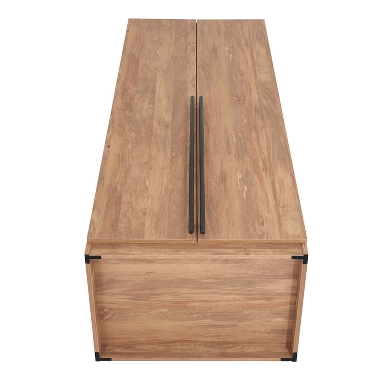 Pemberly Row Engineered Wood Wardrobe Closet in Golden Brown