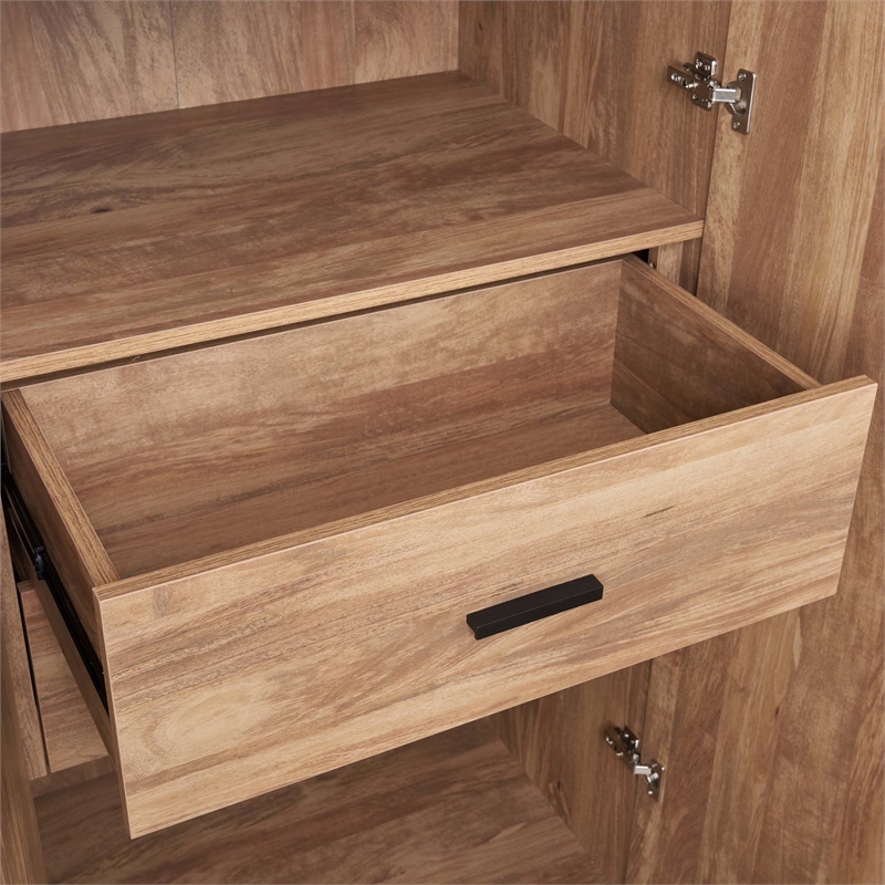 Pemberly Row Engineered Wood Wardrobe Closet in Golden Brown
