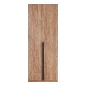 Pemberly Row Engineered Wood Wardrobe Closet in Golden Brown