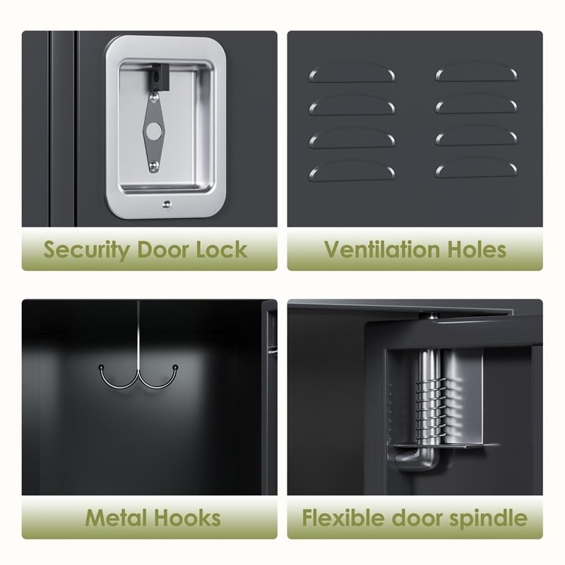 Pemberly Row Metal Locker with 12 Door for School and Employee Dark Gray