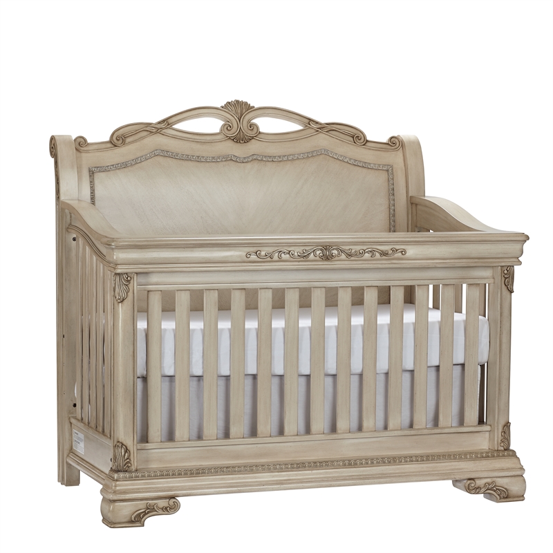 Pemberly Row Modern / Contemporary 4-in-1 Convertible Crib Seashell