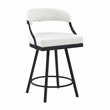 Pemberly Row Metal & Faux leather set of 2 Swivel Counter Height Chair in White