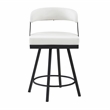 Pemberly Row Metal & Faux leather set of 2 Swivel Counter Height Chair in White