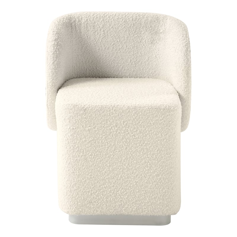Pemberly Row Vanity Chair in Textured Cream Fabric Fully Assembled