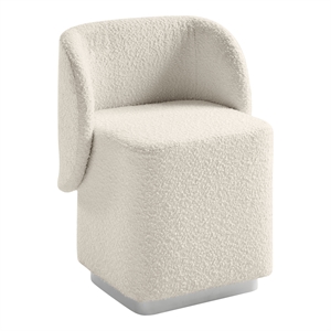 Pemberly Row Vanity Chair in Textured Cream Fabric Fully Assembled