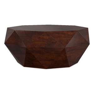 Pemberly Row Solid Wood 35&quot Wide Irregular Coffee Table in Walnut Brown