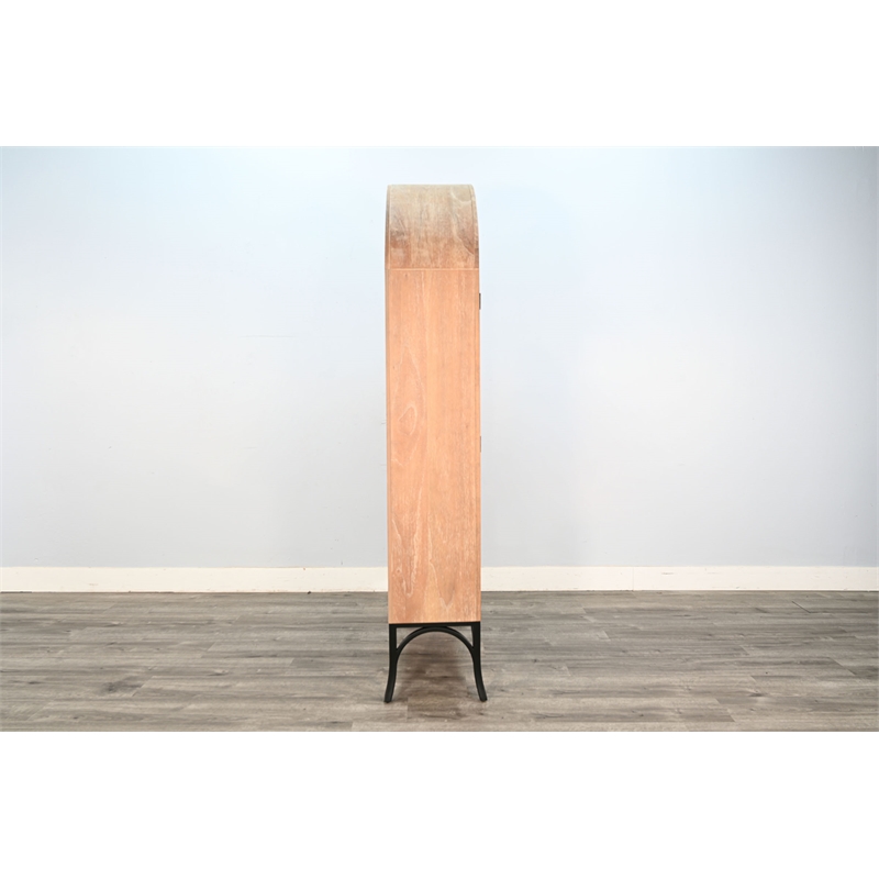 Pemberly Row Modern / Contemporary Glass Display Cabinet in Oak