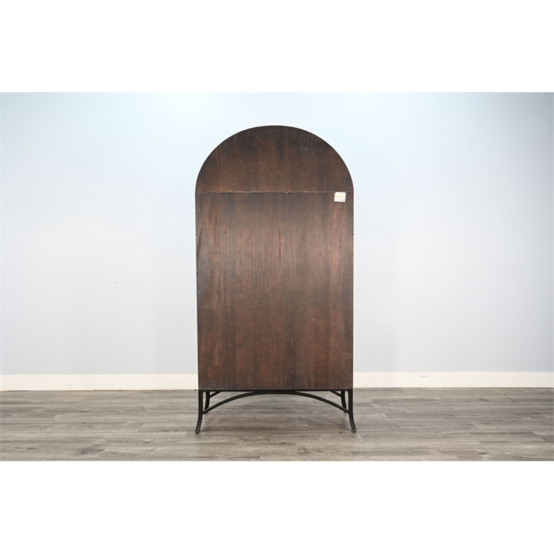 Pemberly Row Modern / Contemporary Glass Display Cabinet in Oak