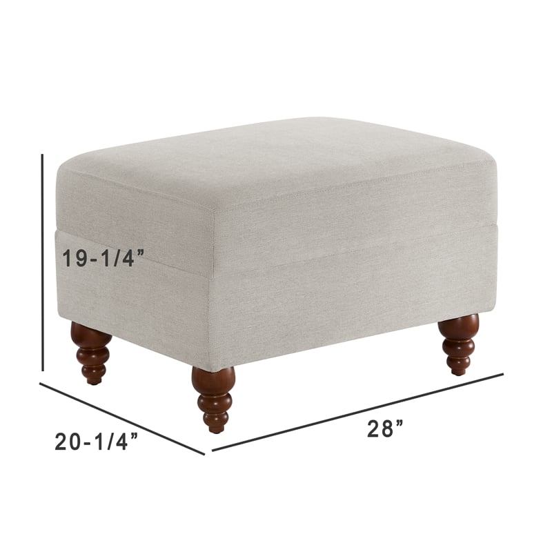Pemberly Row Modern Sea Oat Beige Fabric Upholstered Ottoman