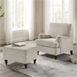 Pemberly Row Modern Sea Oat Beige Fabric Upholstered Ottoman