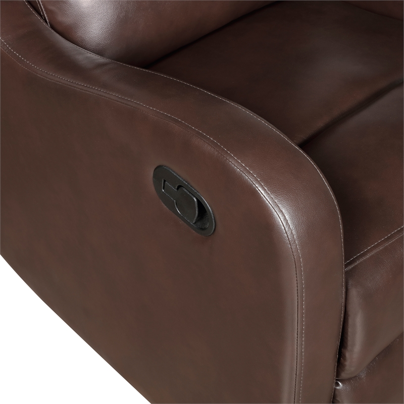 Pemberly Row Contemporary Faux leather Manual Recliner in Brown