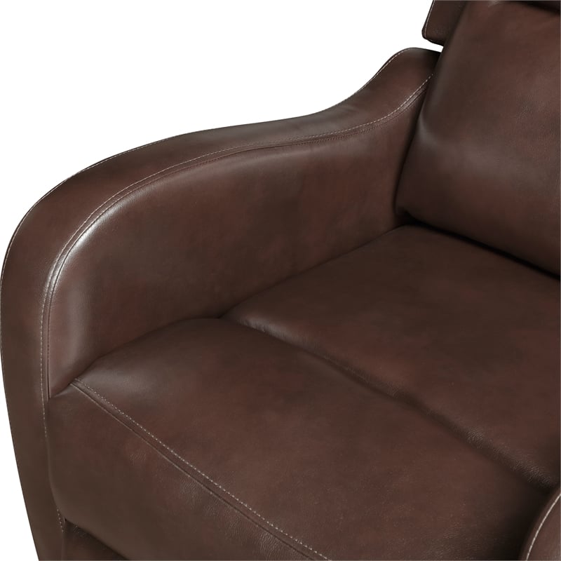 Pemberly Row Contemporary Faux leather Manual Recliner in Brown