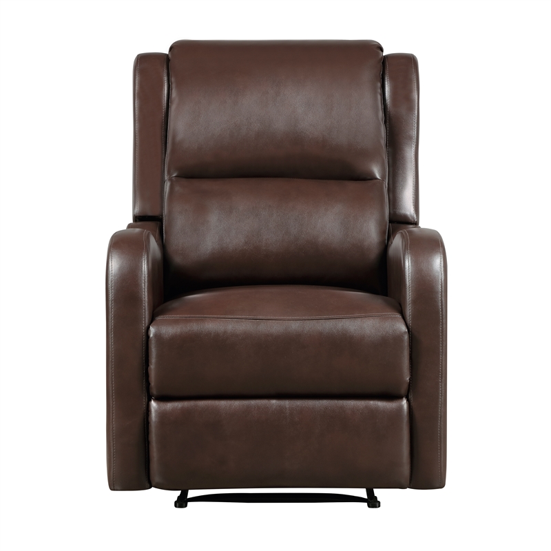 Pemberly Row Contemporary Faux leather Manual Recliner in Brown