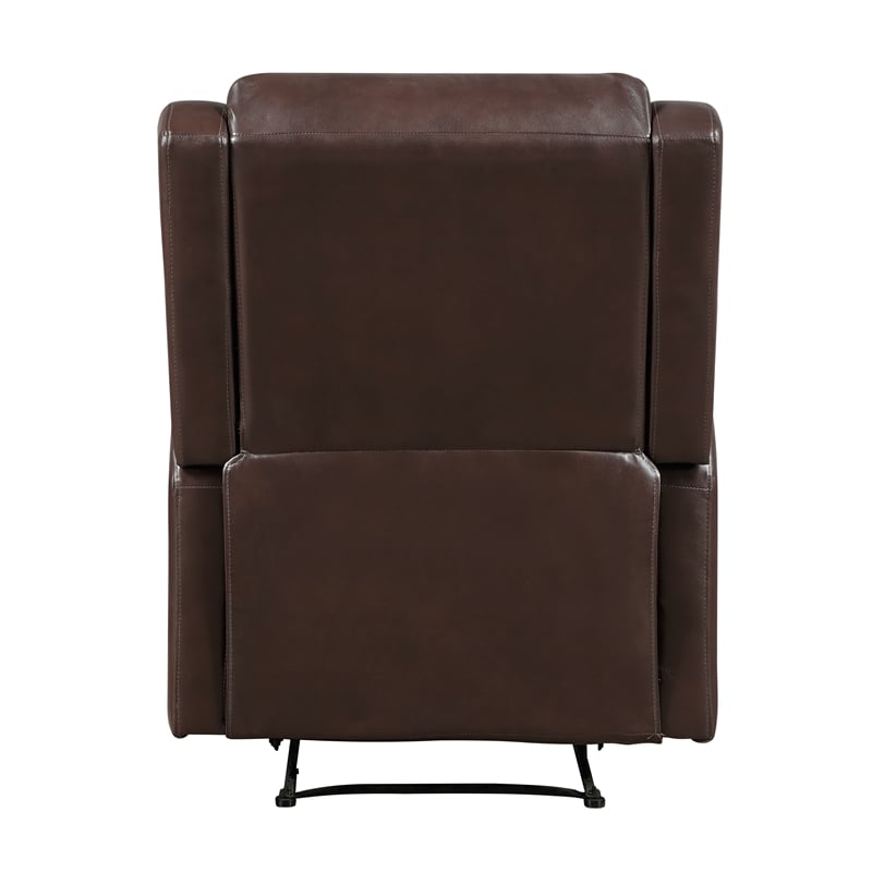 Pemberly Row Contemporary Faux leather Manual Recliner in Brown