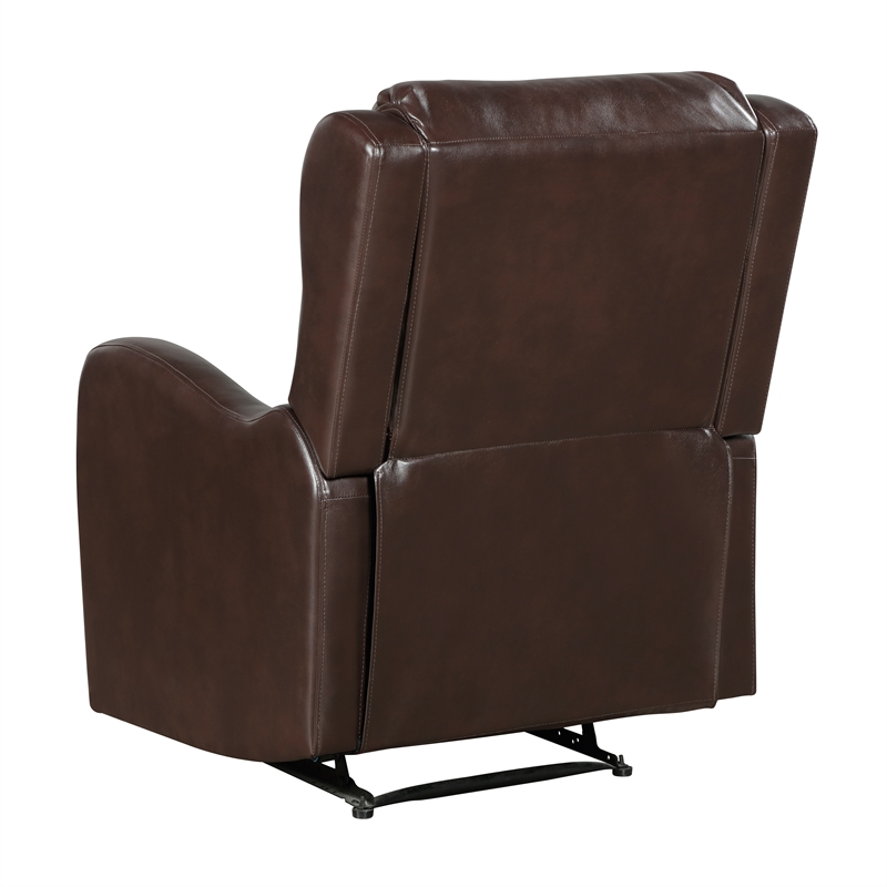 Pemberly Row Contemporary Faux leather Manual Recliner in Brown