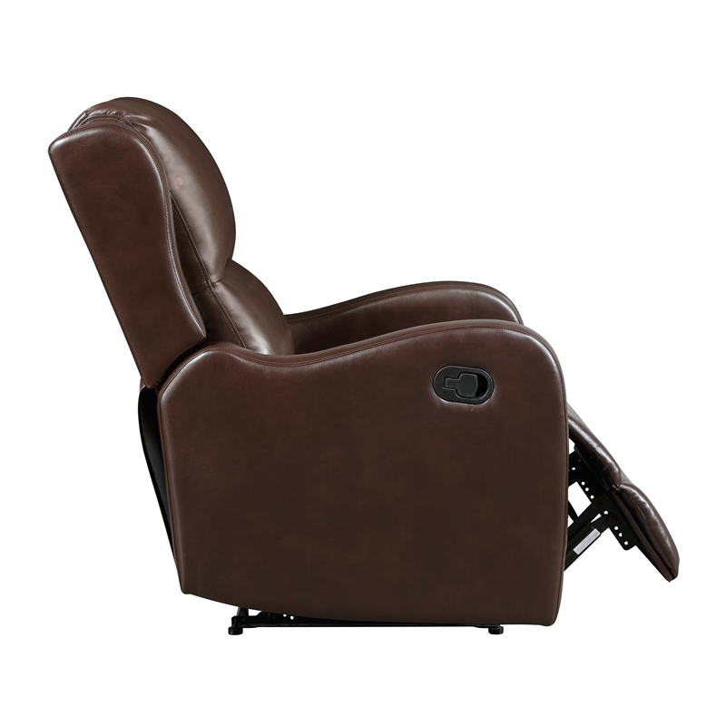 Pemberly Row Contemporary Faux leather Manual Recliner in Brown