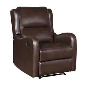 Pemberly Row Contemporary Faux leather Manual Recliner in Brown