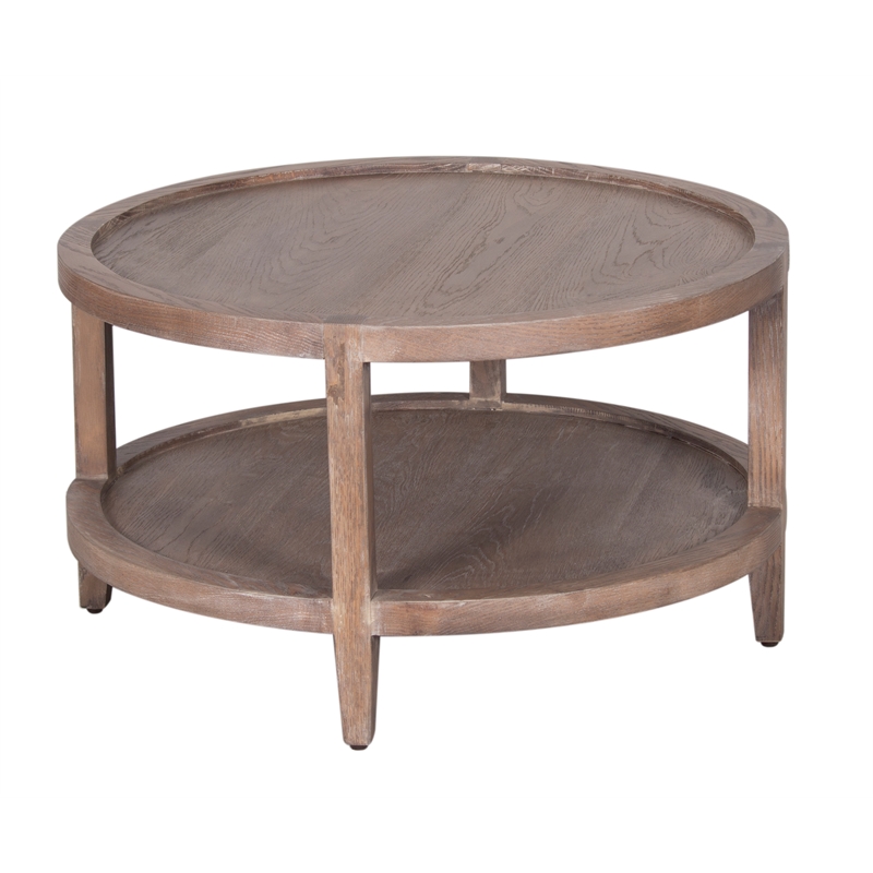Pemberly Row Modern Solid White Oak Wood Coffee Table - Brown