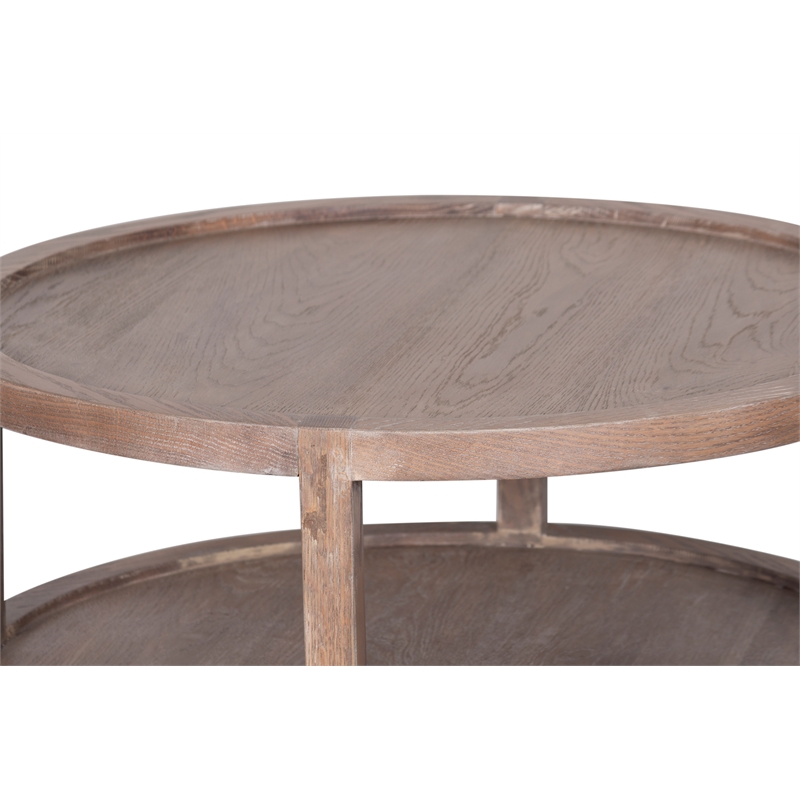 Pemberly Row Modern Solid White Oak Wood Coffee Table - Brown
