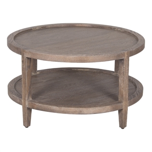 Pemberly Row Modern Solid White Oak Wood Coffee Table - Brown