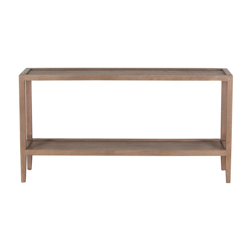 Pemberly Row Modern Solid White Oak Wood Console Table - Brown