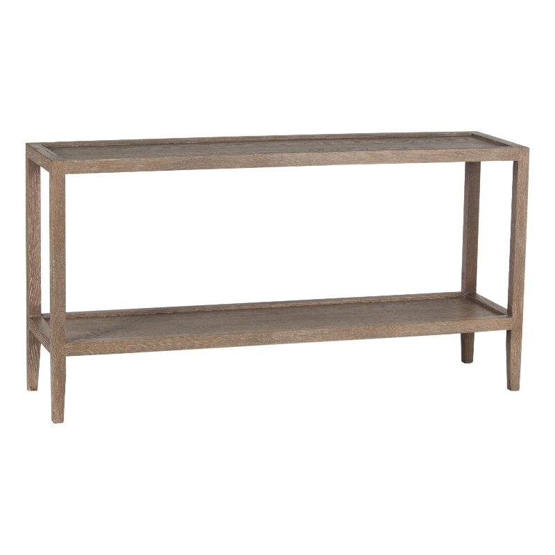Pemberly Row Modern Solid White Oak Wood Console Table - Brown