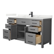 Pemberly Row Dark Gray Single Vanity & Giotto Quartz Top (1-Hole) & Black Trim