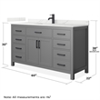 Pemberly Row Dark Gray Single Vanity & Giotto Quartz Top (1-Hole) & Black Trim