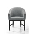 Pemberly Row Set of 2 Gray Fabric Barrel Dining Chair with Black Finish Legs