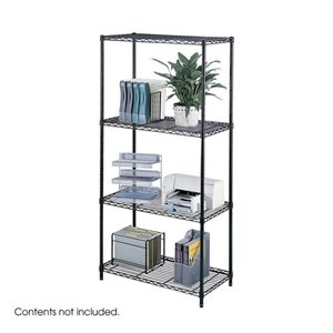 Pemberly Row Modern 36&quotx18&quot Industrial Wire Shelving in Black