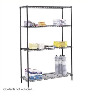 Pemberly Row Modern 48&quotx18&quot Industrial Wire Shelving in Black