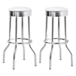 Pemberly Row Contemporary Round Faux Leather Bar Stools in White