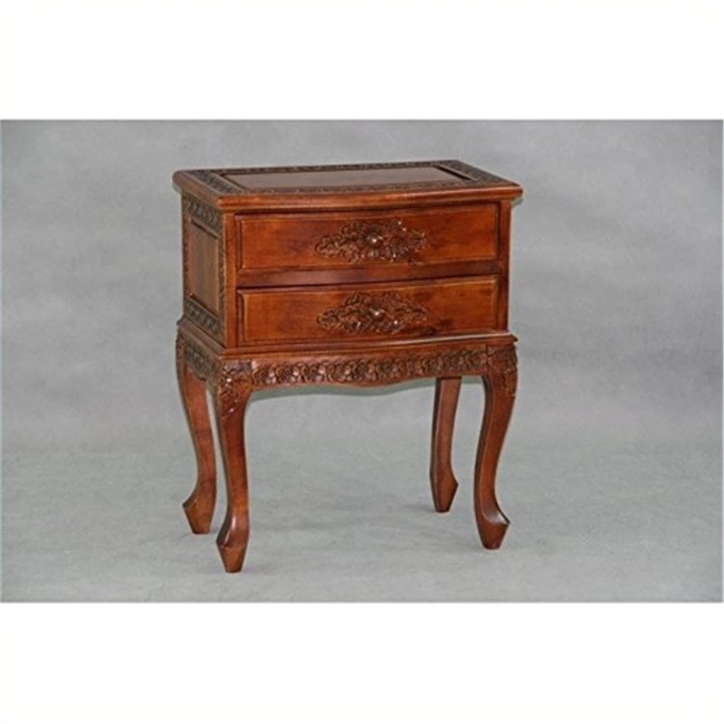 Pemberly Row Contemporary 2 Drawer Nightstand in Walnut Stain