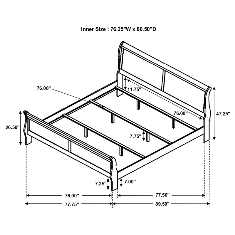 Pemberly Row Modern Wood Eastern King Sleigh Bed in Cappuccino
