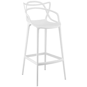 Pemberly Row 30.5&quot Contemporary Plastic Bar Stool in White Finish