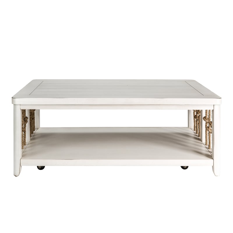 Pemberly Row Modern / Contemporary Wood Cocktail Table - White