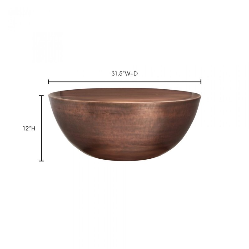 Pemberly Row Modern / Contemporary Coffee Table in Copper Finish