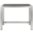 Pemberly Row Outdoor Patio Wood and Aluminum Rectangle Bar Table in Silver/Gray