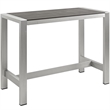 Pemberly Row Outdoor Patio Wood and Aluminum Rectangle Bar Table in Silver/Gray