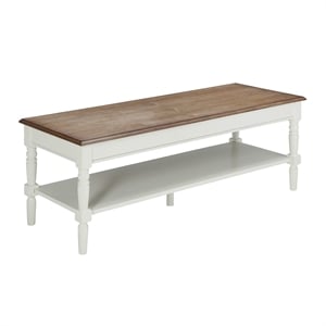 Pemberly Row Modern Coffee Table in Driftwood and White Wood